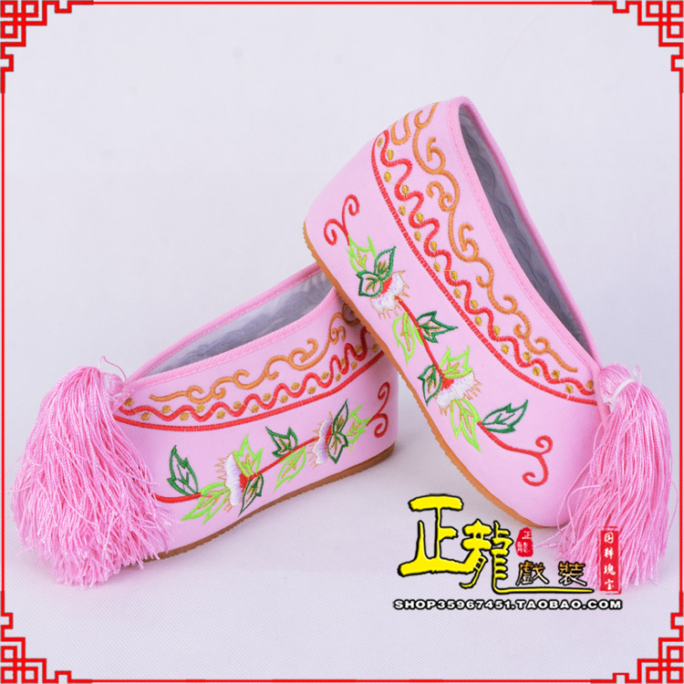 香格里拉花旦鞋女绣花彩鞋 舒适款草花内高彩鞋