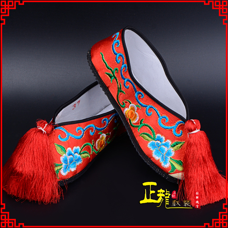香格里拉京剧越剧戏曲彩鞋花旦绣花 普平底彩鞋